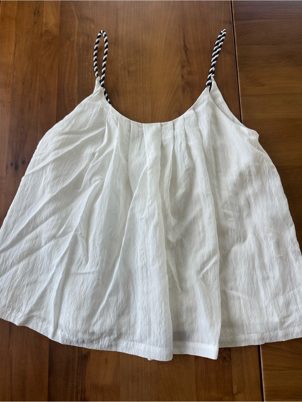 Lucy Paris White Flowing Camisole TankTop with Black & White Rope Straps Size XS